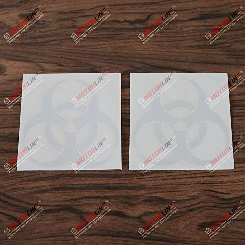 3S MOTORLINE 2X Reflective White 4 Biohazard Symbol Decal Sticker Car Vinyl Danger Warning Sign