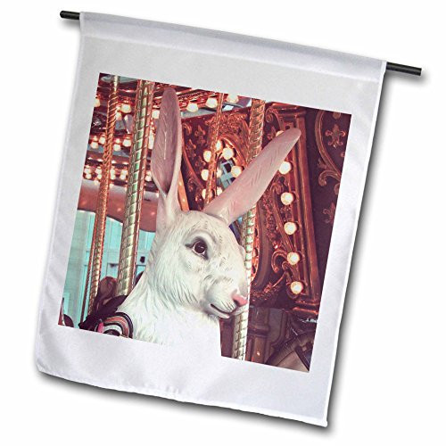 3dRose fl108711 Merry Go Round Rabbit by Angelandspot Garden Flag 12 by 18Inch