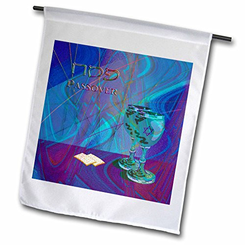 3dRose fl492151 Passover Cups and Matzah Cracker Garden Flag 12 by 18Inch