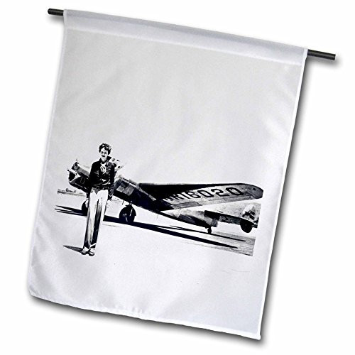 3dRose fl625311 Old Photo of Amelia Earhart with Lockheed Electra Model 10 Garden Flag 12 by 18Inch