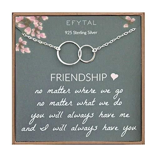 EFYTAL Best Friend Gifts Necklace Sterling Silver Interlocking Circles Bridesmaid Gift Friendship Jewelry EFYTAL Best Friend Gifts Necklace Sterling Silver Interlocking Circles Bridesmaid Gift Friendship Jewelry