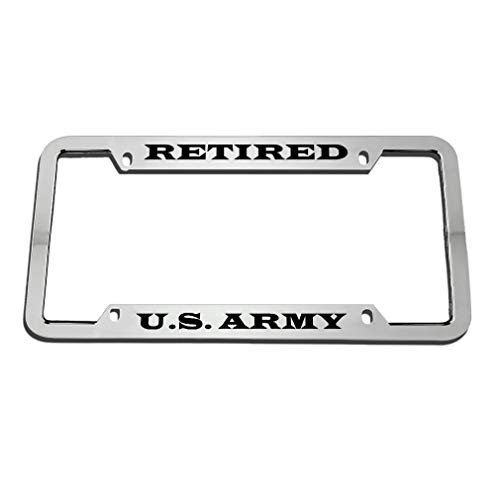 Speedy Pros Retired US Army Zinc Metal License Plate Frame Car Auto Tag Holder Chrome 4 Holes Speedy Pros Retired US Army Zinc Metal License Plate Frame Car Auto Tag Holder Chrome 4 Holes