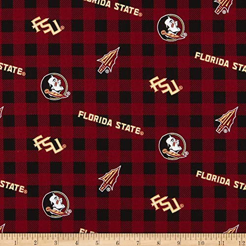 Sykel Enterprises NCAA Florida State Seminoles Buffalo Plaid Cotton Dark Red Yard