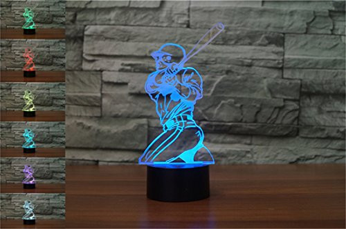 3D Baseball LED Illusion Lamp by YBest,7 Color Changing Touch Control LED Table Desk Lamp Night Light with USB Battery Powered for Creative Decor&Gifts