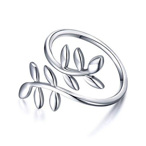 Olive Ring for Women S925 Sterling Silver Adjustable Wrap Open Spoon Leaf Ring Olive Ring for Women S925 Sterling Silver Adjustable Wrap Open Spoon Leaf Ring