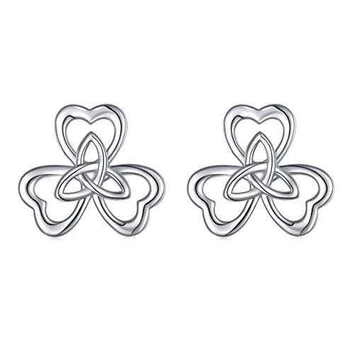 Ladytree 925 Sterling Silver Celtic Knot Three Hearts Ear Jacket Earrings Back Ear Cuffs Chic Stud Earring