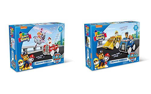 Nickelodeon Build A Story 13012 Paw Patrol Rescue Vehicles 2 Assorted Stem Building Playset, 10" x 14", Multi-Colored
