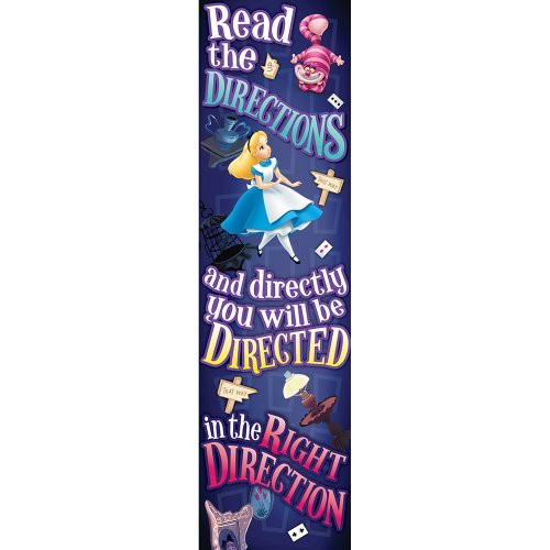 Eureka Alice In Wonderland Vertical Classroom Banner, Directions, Measures 45 x 12"