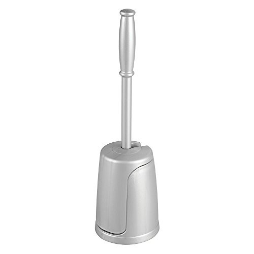 InterDesign Kent Toilet Bowl Brush and Holder for Bathroom Storage 2 Capsule, Silver