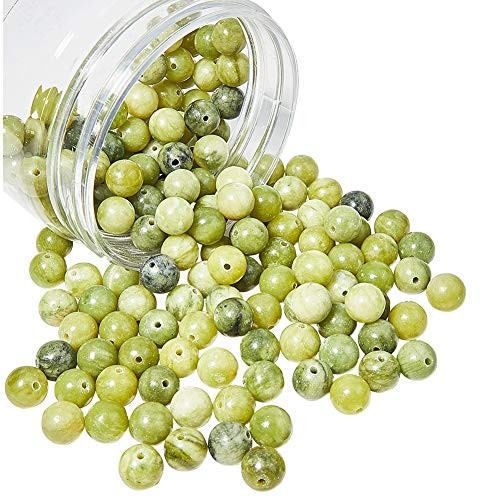 ONLYCRAFT 200pcs 8mm Natural Taiwan Jade Beads Nature Jasper Beads Round Loose Gemstone Beads Energy Stone for Bracelet Necklace Jewelry Making