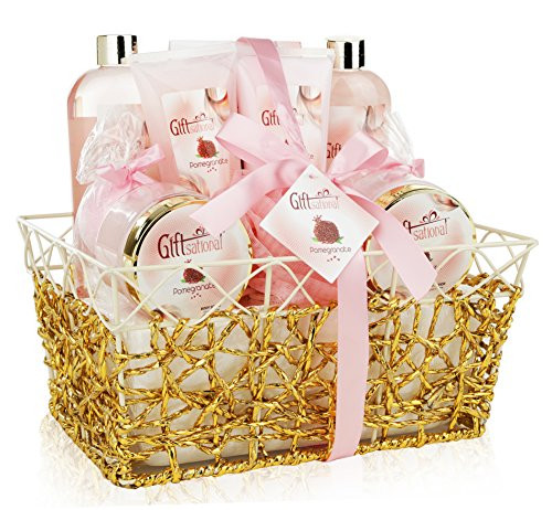 Spa Gift Basket Refreshing Pomegranate Fragrance Best Mothers Day Or Birthday Wedding Anniversary Gift for Women and Girls Bath set Includes Shower Gel Bubble Bath Bath Bombs and More