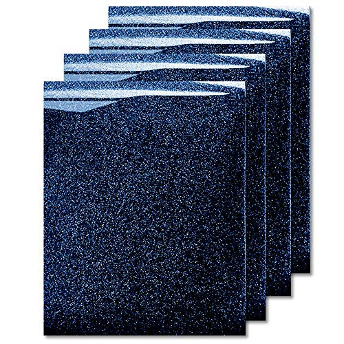 MiPremium Glitter Heat Transfer Vinyl HTV Iron On Vinyl Pack of 4 Sheets for T Shirts Sports Clothing Other Garments  Fabrics Easy to Cut Press  Apply Blue Glitter HTV Vinyl Navy Blue