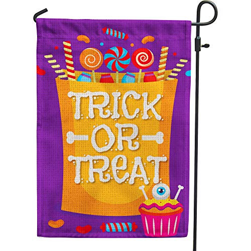 Halloween Garden Flag Trick or Treat 125 x18 Inch Burlap Double Sided Vertical Outdoor Outside  Yard Flag  Halloween Decoration Flag