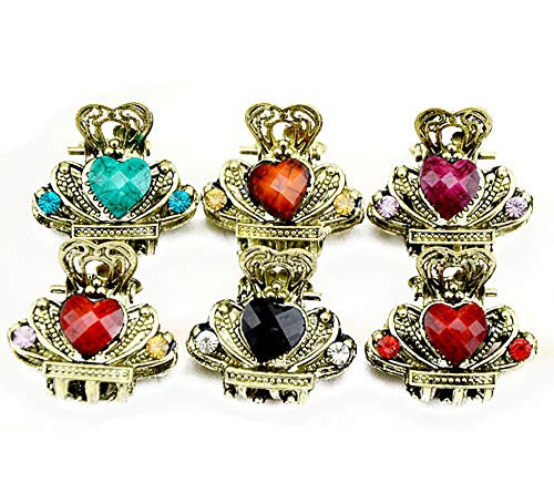 12PCS Women Lady Vintage Metal Mini Jaw Clip Rhinestone NoSlip Hair Claw Small Bang Jaw Clip Hair Clamp Hair Grip Hair Pin C