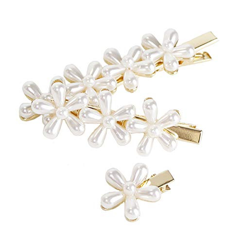 Set of 3 Flower Imitation Pearl Hair Clip Duckbill Clip Side Clip Hairpin Women Sweet Alligator Hair Clips Bangs Clip