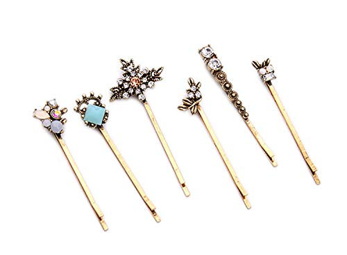 Fodattm 6PCS Vintage Bobby Pins Hair Accessory Rhinestone Hair Clip Side Clip Hairpin for Women Lady B Fodattm 6PCS Vintage Bobby Pins Hair Accessory Rhinestone Hair Clip Side Clip Hairpin for Women Lady B