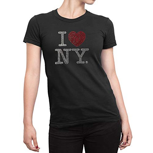 I Love NY New York Womens TShirt Ladies Rhinestone Tee Heart Black Fitted S I Love NY New York Womens TShirt Ladies Rhinestone Tee Heart Black Fitted S