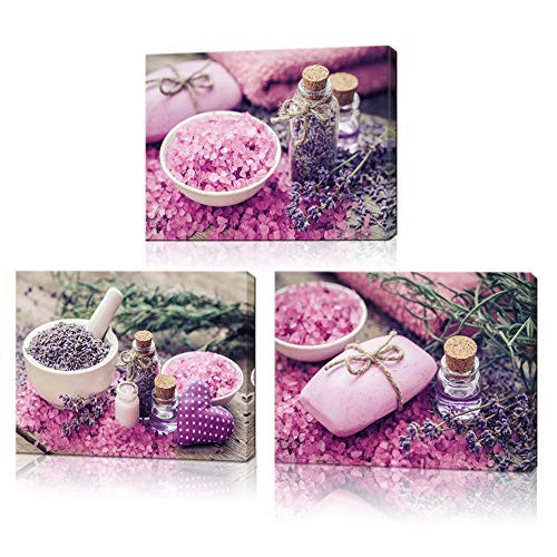 Artsbay 3 Piece Spa Canvas Wall Art Relaxing Spa Still Life Painting Pink Spa Salt and Lavender Flower Pictures Zen Artwork Modern Home Bathroom Bedroom Office Decor Framed Ready to Hang Artsbay 3 Piece Spa Canvas Wall Art Relaxing Spa Still Life Painting Pink Spa Salt and Lavender Flower Pictures Zen Artwork Modern Home Bathroom Bedroom Office Decor Framed Ready to Hang