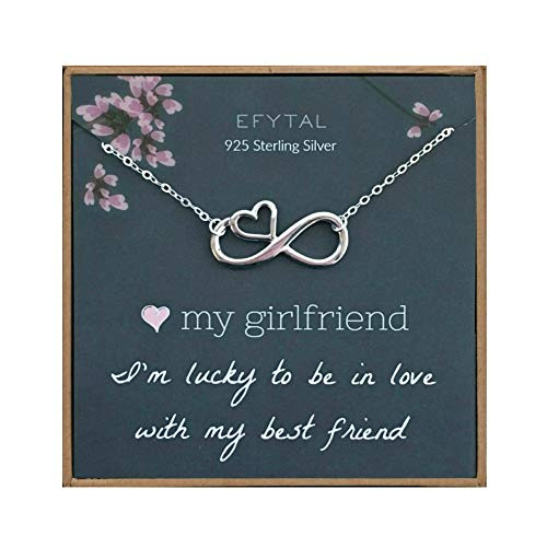 EFYTAL Girlfriend Gifts Girlfriend Birthday Gift Ideas For Her Romantic Sterling Silver Infinity with Heart Necklace Jewelry for Women Cute Anniversary  Valentines Day Present