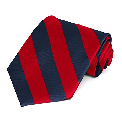TieMart Red and Navy Blue Striped Tie