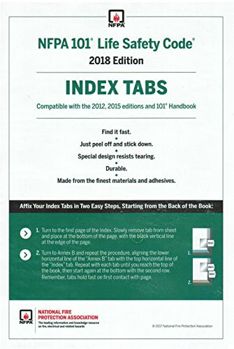 NFPA 101 2018 Index Tabs  Index Tabs for 101 Life Safety Code 2018 Edition Compatible with The 2012 2015 Editions and 101 Handbook
