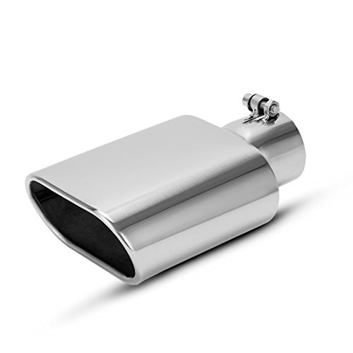 AUTOSAVER88 25 Inch Inlet Square Exhaust Tip Chrome Polished Diesel Exhaust Tip Bolt On Design 25 Inlet 55x3Outlet 9 Long