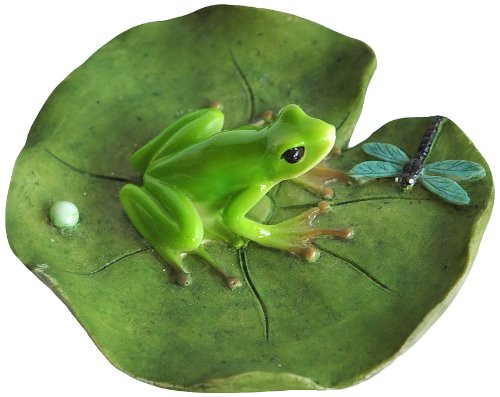 Top Collection Miniature Fairy Garden and Terrarium Frog and Dragonfly on Lotus Leaf Statue