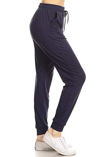 Leggings Depot JGA128NAVYXL Solid Jogger Track Pants wPockets XLarge