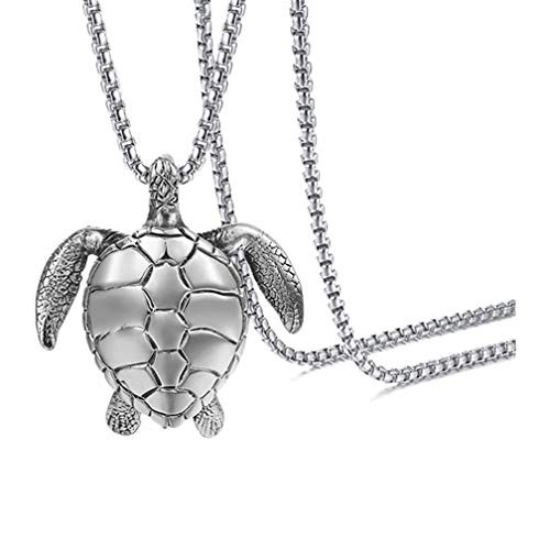 Xusamss Punk Rock Titanium Steel Turtle Tag Pendant Chain Necklace24inches Box Chain Xusamss Punk Rock Titanium Steel Turtle Tag Pendant Chain Necklace24inches Box Chain