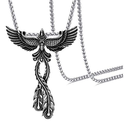 Xusamss Punk Titanium Steel Animal Phoenix Pendant Necklace24inches Chain Xusamss Punk Titanium Steel Animal Phoenix Pendant Necklace24inches Chain
