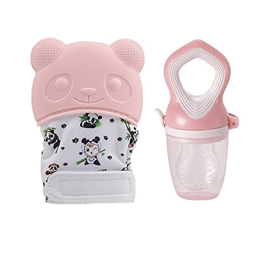 Baby Teething Mitten with Baby Food Feeder(2 pack) ,infant toy-Baby Teething Green Toys for Self Soothing Gum Pain Relief,Teething Gloves,Pacifier Teether FDA Approved BPA Free(Pink) Baby Teething Mitten with Baby Food Feeder(2 pack) ,infant toy-Baby Teething Green Toys for Self Soothing Gum Pain Relief,Teething Gloves,Pacifier Teether FDA Approved BPA Free(Pink)