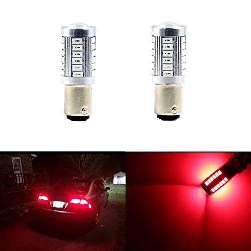 2pcs 1157 2057 2357 7528 1016 1034 BAY15D 1260 Lumens Extremely Bright Red LED Bulbs 33SMD for Brake Light Tail Lights