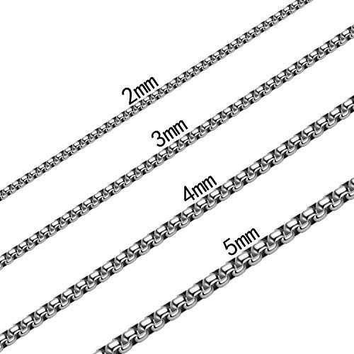 2MM Square Rolo Chain Stainless Steel Round Box Chain Necklace Men Women Jewelry 2MM Square Rolo Chain Stainless Steel Round Box Chain Necklace Men Women Jewelry