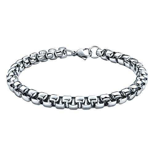 Monily 7mm 10Inches Square Rolo Stainless Steel Bracelet Stainless Steel Chain Necklace Round Box Necklace Men Women Jewellery Monily 7mm 10Inches Square Rolo Stainless Steel Bracelet Stainless Steel Chain Necklace Round Box Necklace Men Women Jewellery