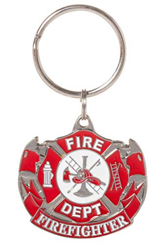 Fire Department Emblem Maltese Cross Firefighter Metal Key Chain