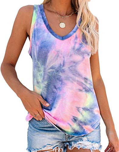 Gradient Tank Top Women Tiedye Sleeveless Shirt Tank Loose Casual Tunic Tank Top M Purple