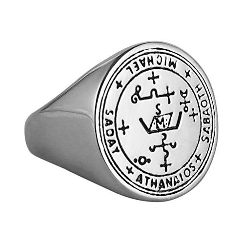 HZMAN Stainless Steel Sigil of Guardian Archangel Michael Talisman Ring HZMAN Stainless Steel Sigil of Guardian Archangel Michael Talisman Ring