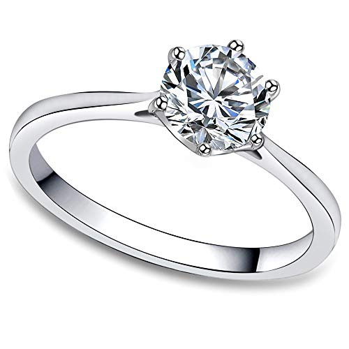 FlameReflection 10 13 Carat Classical Stainless Steel Solitaire Wedding Engagement Ring for Women Proposal Statement Ring Cubic Zirconia CZ Solitaire Promise Ring Some w Stud Earrings