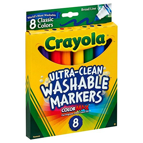 Crayola Broad Point Washable Markers, 8 Markers, Classic Colors Pack of 6 Crayola Broad Point Washable Markers, 8 Markers, Classic Colors Pack of 6