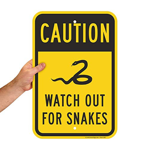 Caution  Watch Out For Snakes Sign By SmartSign  12 x 18 Aluminum