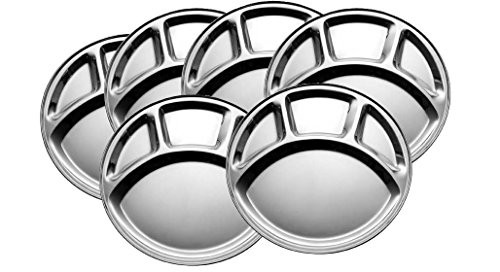 King International Stainless Steel Plates Stainless Steel Divided Dinner PlateFour Section Round Dinner Plates Set Of 630cm Stainless Steel Divided Indian Dinner Plates Indian Thali Plate
