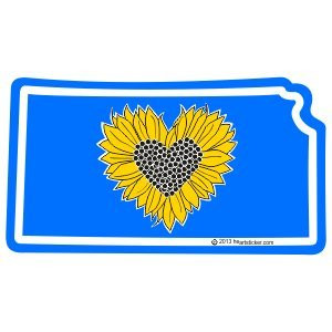 Kansas Sticker Ks State Shaped Decal Vinyl Sunflower Heart Apply To Water Bottle Laptop Cooler Car Truck Bumper Tumbler 913 316 Roots