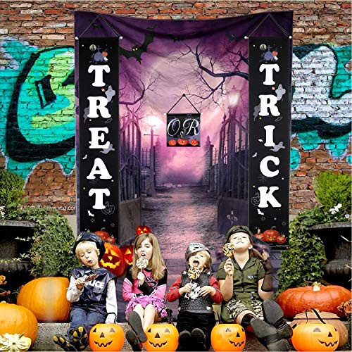 Konsait Trick Or Treat Banner Halloween Banner for Home IndoorOutdoor Halloween Hanging Sign for Office Door Porch Front Curtain Display Halloween Decorations for Ready to Welcome Kids Konsait Trick Or Treat Banner Halloween Banner for Home IndoorOutdoor Halloween Hanging Sign for Office Door Porch Front Curtain Display Halloween Decorations for Ready to Welcome Kids