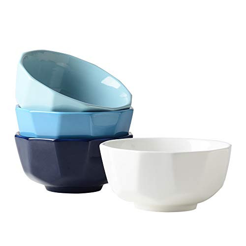 KitchenTour Geometric Porcelain Cereal Bowls  22 oz Large Capacity Ceramic Bowls for Cereal Soup Rice Salad Oatmeal Pasta  Set of 4 MultiColor