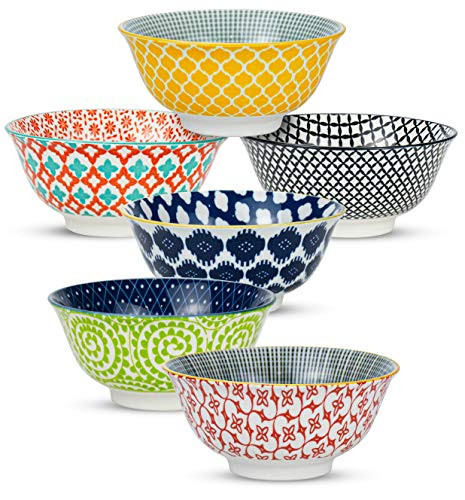 Lawei Set of 6 Cereal Bowls  475 Inch Ceramic Color Soup Bowls for for Snacks Salad Soup Cereal