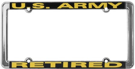 TAG FRAMES MILITARY US Army Retired Thin Rim License Plate Frame Chrome Metal