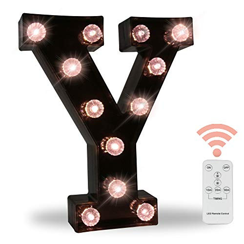 Black Marquee Letters with Lights LED Letter Light Up Letters Battery Operated Dimmable for Wall Decor Wedding Birthday Decorations Black Letter Y