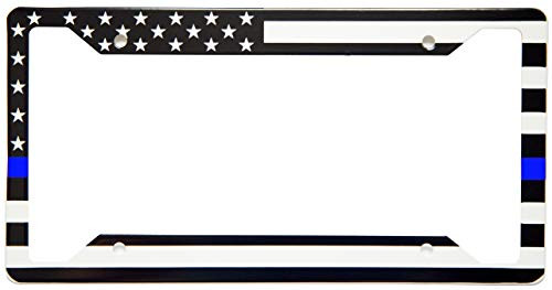 International Tie Premium License Plate Frame Made with High Grade 304 Stainless Steel USA Thin Blue Line