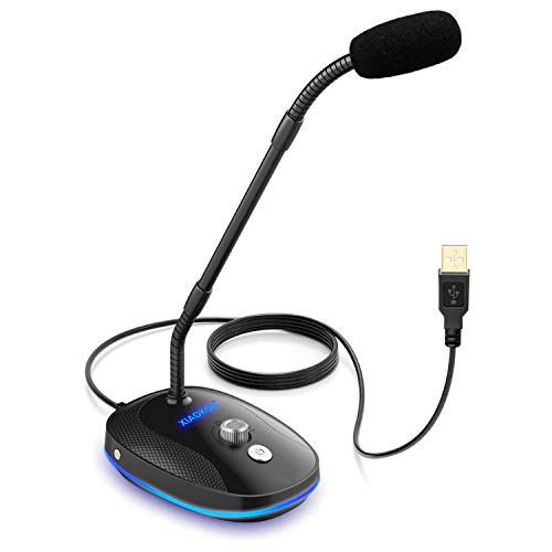 Computer Microphone USB Desktop Mic with Mute Button and Volume Control360Flexible Gooseneck Condenser Microphone for PC Laptop Mac PS4 for Zoom Metings RecordingStreamingYouTube