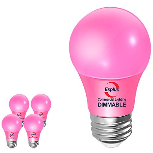Explux Dimmable A19 LED Pink Light Bulbs 60W Equivalent 4Pack